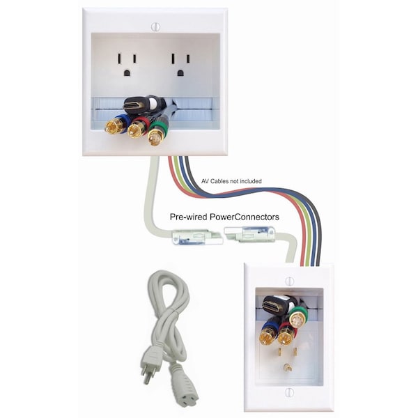 Quest Technology International Powerbridge In-Wall 2-Outlet Power Kit, White TWO-CK - main